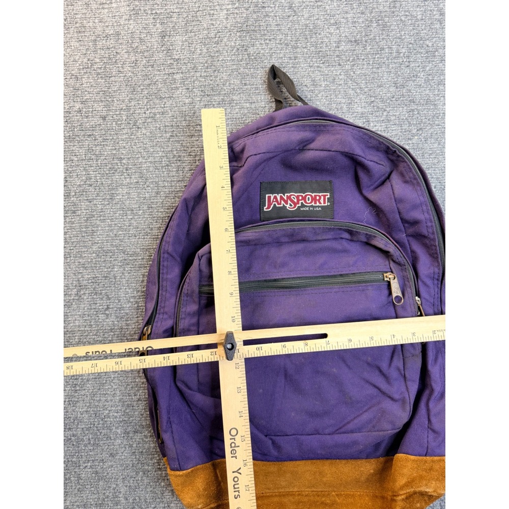 Vintage JanSport Backpack Purple Suede Bottom Made in USA Hiking School Bag Y2K - Picture 4 of 5